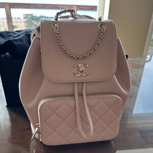 Chanel Business Affinity Backpack Medium Beige / Light Pink Full Set Rare Color